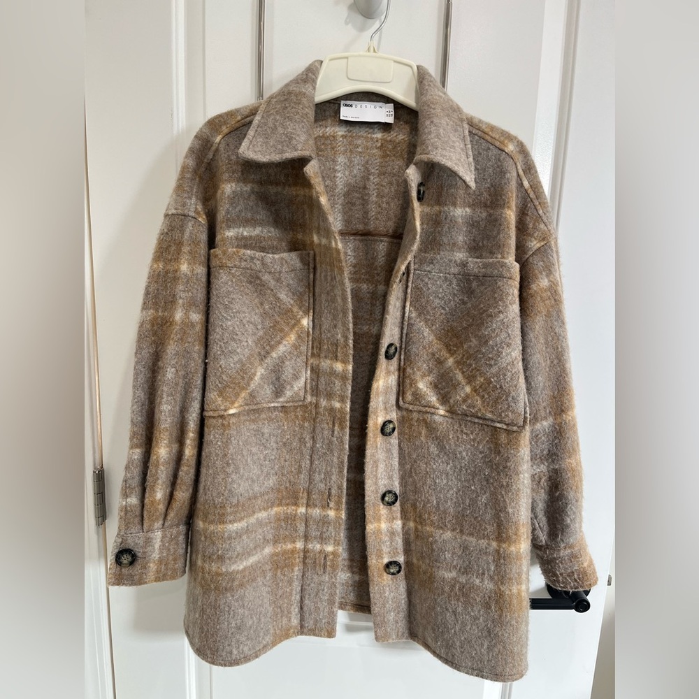 ASOS Beige Plaid Utility Jacket